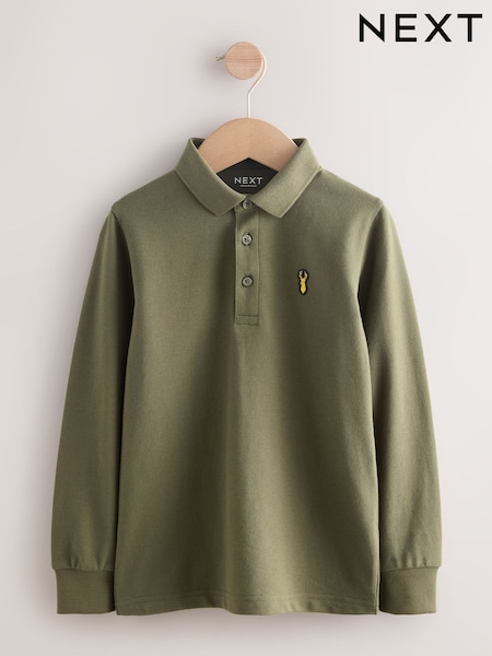 Khaki Green Long Sleeve Polo Shirt (3-16yrs) (F24964) | €11 - €18