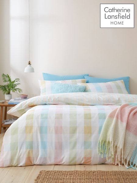 Catherine Lansfield Spring Check Reversible Duvet Cover Set (F24984) | €23 - €37