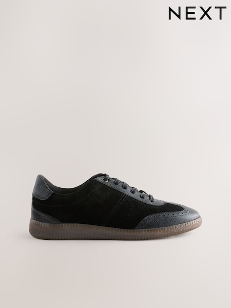 Negro - Forever Comfort® Leather Brogue Lace Up Trainers (F25008) | 65 €