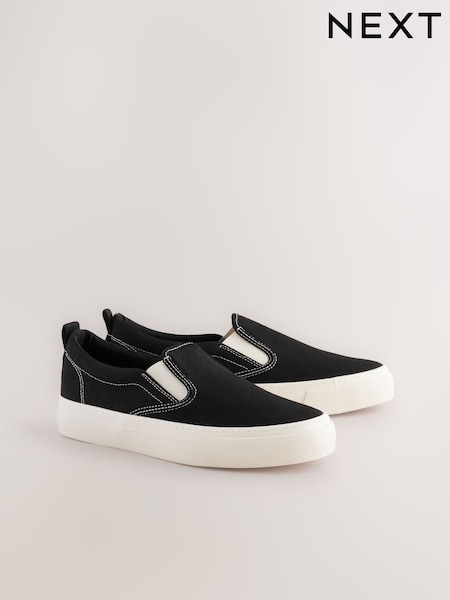 Black Slip On Canvas Skater Trainers (F25012) | €31