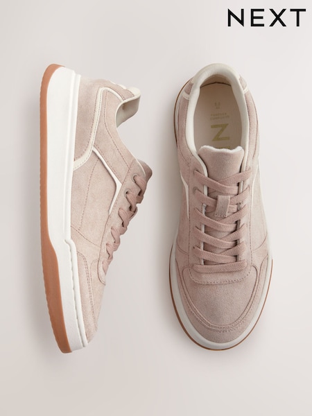 Blush Pink Forever Comfort® Panelled Retro Lace-Up Trainers (F25018) | Rp 633,000