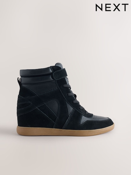 Black Suede Forever Comfort® Lace Up Wedge Trainers (F25019) | €59