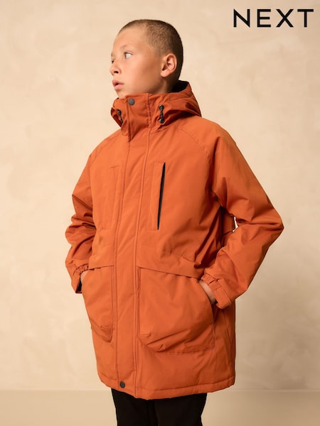Orange - Shower Resistant Fleece Lined Parka Coat (3-16yrs) (F25041) | 54 € - 68 €