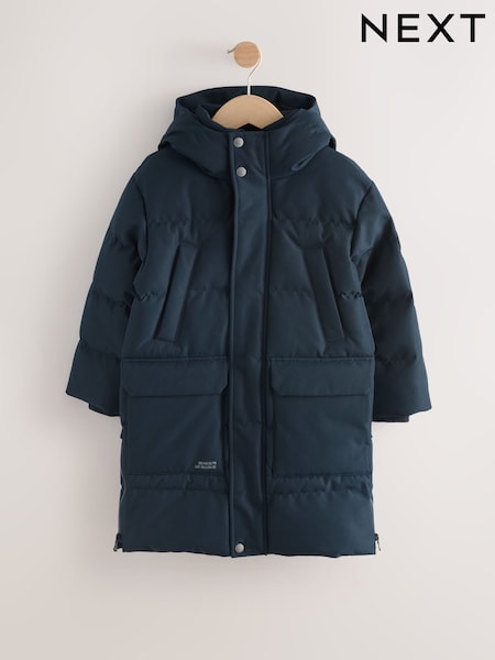Navy Blue Long Line Padded Parka (3-16yrs) (F25042) | €53 - €74