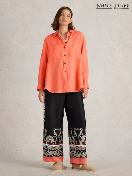 White Stuff Orange Lydia Linen Shirt (F25092) | €106