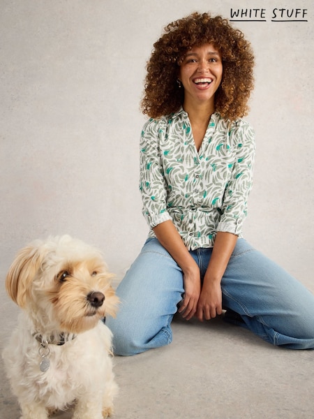 White Stuff Green Annie 100% Cotton Jersey Shirt (F25099) | €64