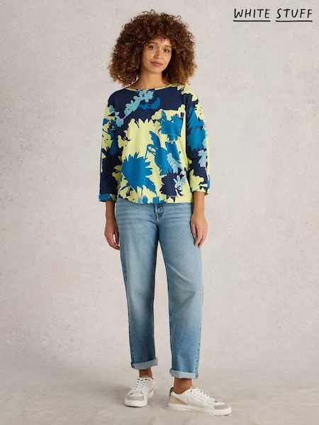 White Stuff Yellow 100% Cotton Demi Dolman T-Shirt (F25105) | 101 QAR