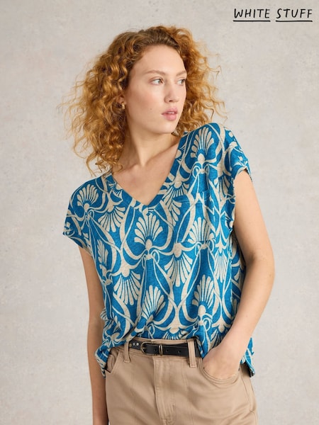 White Stuff Blue Iris Linen T-Shirt (F25123) | €58