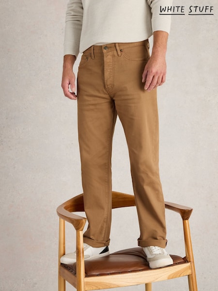 חום - White Stuff Eastwood Garment Dye Jeans (F25154) | ‏315‏₪