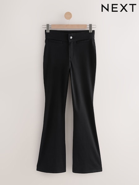 שחור - Flare Leg Denim Jersey Leggings (F25187) | ‏97‏₪
