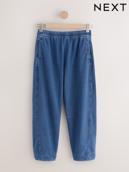 Mid Blue Barrel Leg Denim Jersey Trousers (F25192) | €37