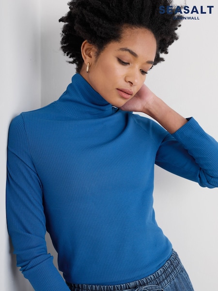 Albastru - Top cu nervuri Seasalt Cornwall Hazel din Jersey (F25197) | 172 LEI