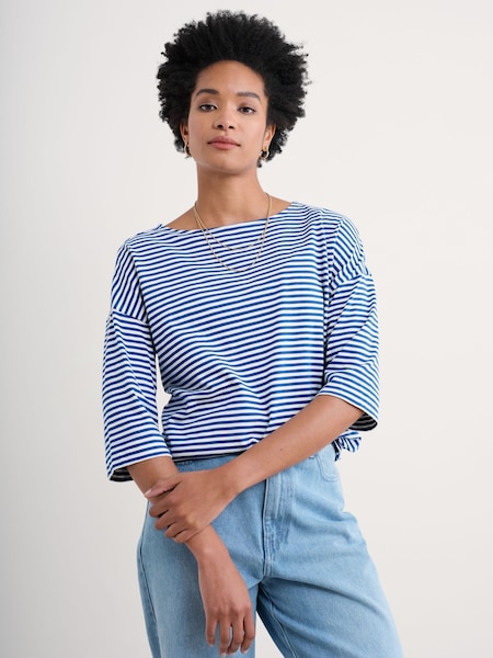 Seasalt Cornwall Blue Tremayne Quay Jersey 100% Cotton Top (F25203) | €47