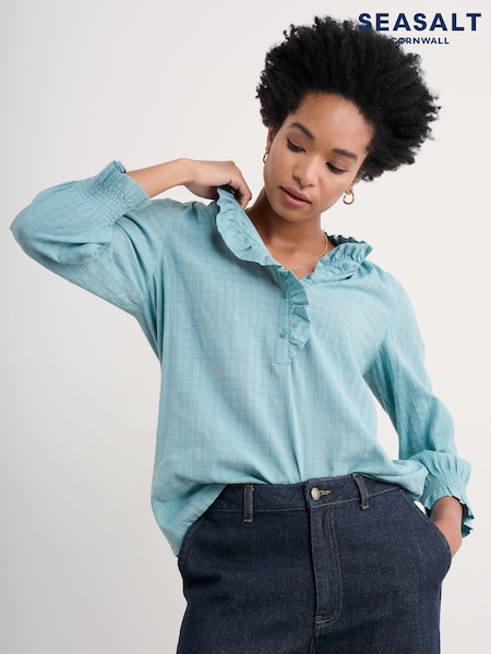 Seasalt Cornwall Blue Feather Star Checked Top (F25206) | 90 €