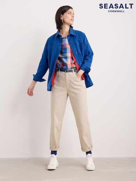 Seasalt Cornwall Blue Long Field 100% Cotton Worker Jacket (F25209) | €69
