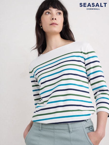 Seasalt Cornwall Blue 100% Organic Cotton Multi Sailor Top (F25210) | AED87