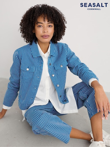 Seasalt Cornwall Blue 100% Cotton Levan Well Denim Jacket (F25215) | €126