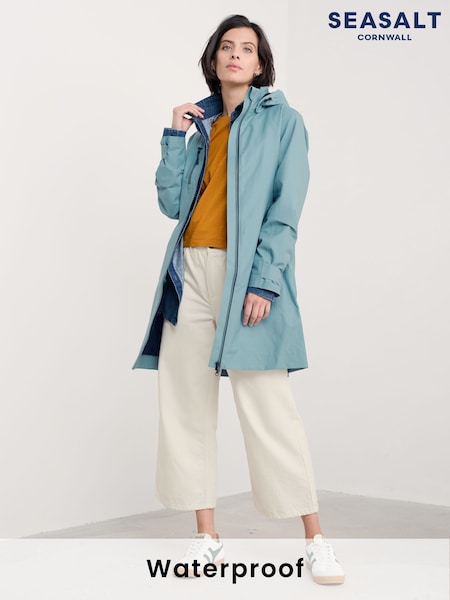 Seasalt Cornwall Blue Petite Coverack Waterproof Coat (F25219) | ₪805