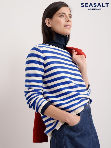 Seasalt Cornwall Blue Makers 100% Cotton Jumper (F25221) | kr900