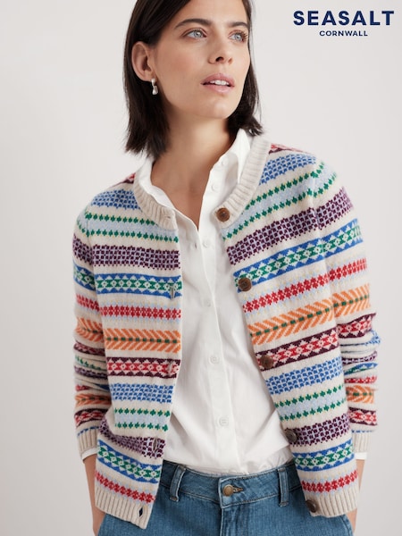 Seasalt Cornwall Multi Percella Cove Fair Isle Cardigan (F25239) | € 100