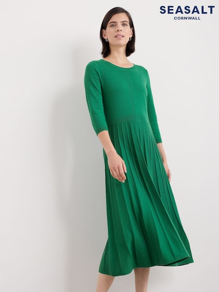 Seasalt Cornwall Green Folk Song Knitted Midi Dress (F25247) | €71