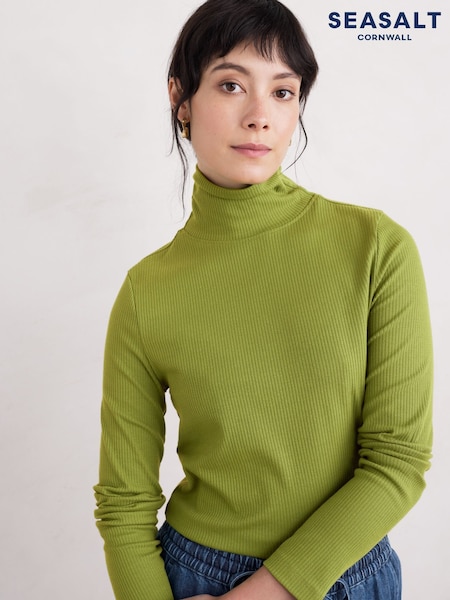 Verde - Top cu nervuri Seasalt Cornwall Hazel din Jersey (F25249) | 172 LEI