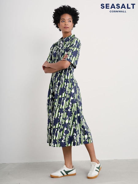 Vihreä - Seasalt Cornwall Wild Liquorice 100% Organic Cotton Midi Shirt Dress (F25251) | €126