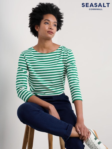 Seasalt Cornwall Green 100% Organic Cotton Multi Sailor Top (F25260) | OMR6