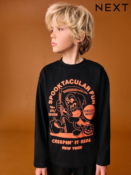 Black/Orange Spooktacular - Halloween 100% Cotton T-Shirt (3-16yrs) (F25298) | 10 € - 14 €