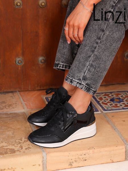 črna - Linzi Everett Wedged Trainers With Glitter Detail (F25302) | € 55