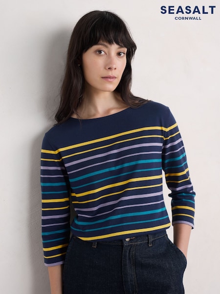 Seasalt Cornwall Black 100% Organic Cotton Multi Sailor Top (F25307) | AED87
