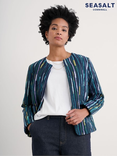 Seasalt Cornwall Blue 100% Cotton Samson Hill Quilted Jacket (F25315) | kr1 285
