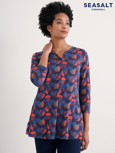 Seasalt Cornwall Blue Multi Risso Jersey Top (F25319) | €26
