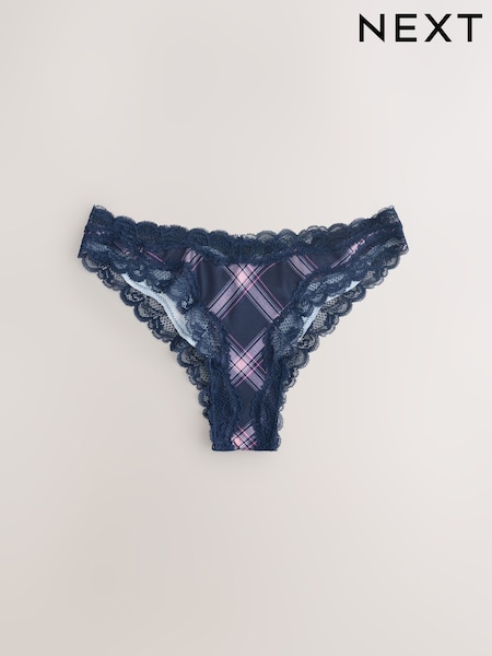 Navy Brazilian Mesh & Lace Knickers (F25343) | €9