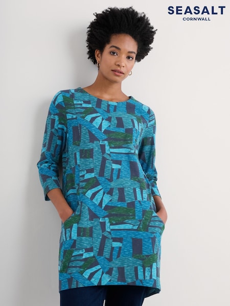 Seasalt Cornwall Blue 100% Cotton Shore Foraging Printed Tunic (F25364) | €50