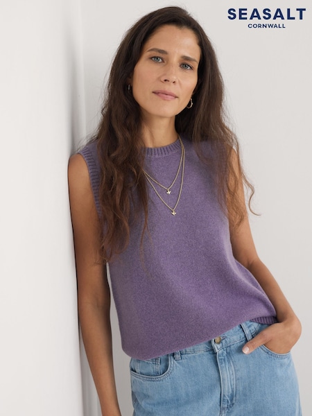 Seasalt Cornwall Purple East View Knitted Vest (F25373) | kr800
