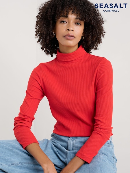 Roșu - Top cu nervuri Seasalt Cornwall Hazel din Jersey (F25379) | 172 LEI