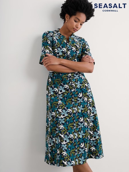 Seasalt Cornwall Wightwick Denim 100% Organic Cotton Midi Dress (F25380) | ‏453‏₪