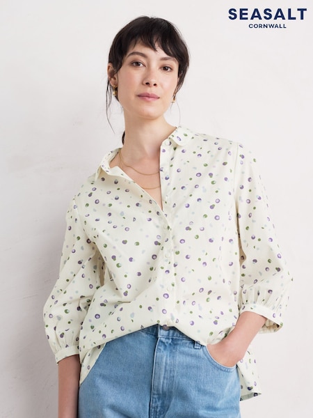 Seasalt Cornwall White Hope Cottage 100% Organic Cotton Blouse (F25386) | AED154