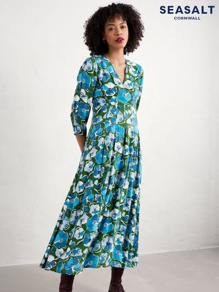 Seasalt Cornwall Blue Etta Printed Above Ankle Dress (F25414) | €126