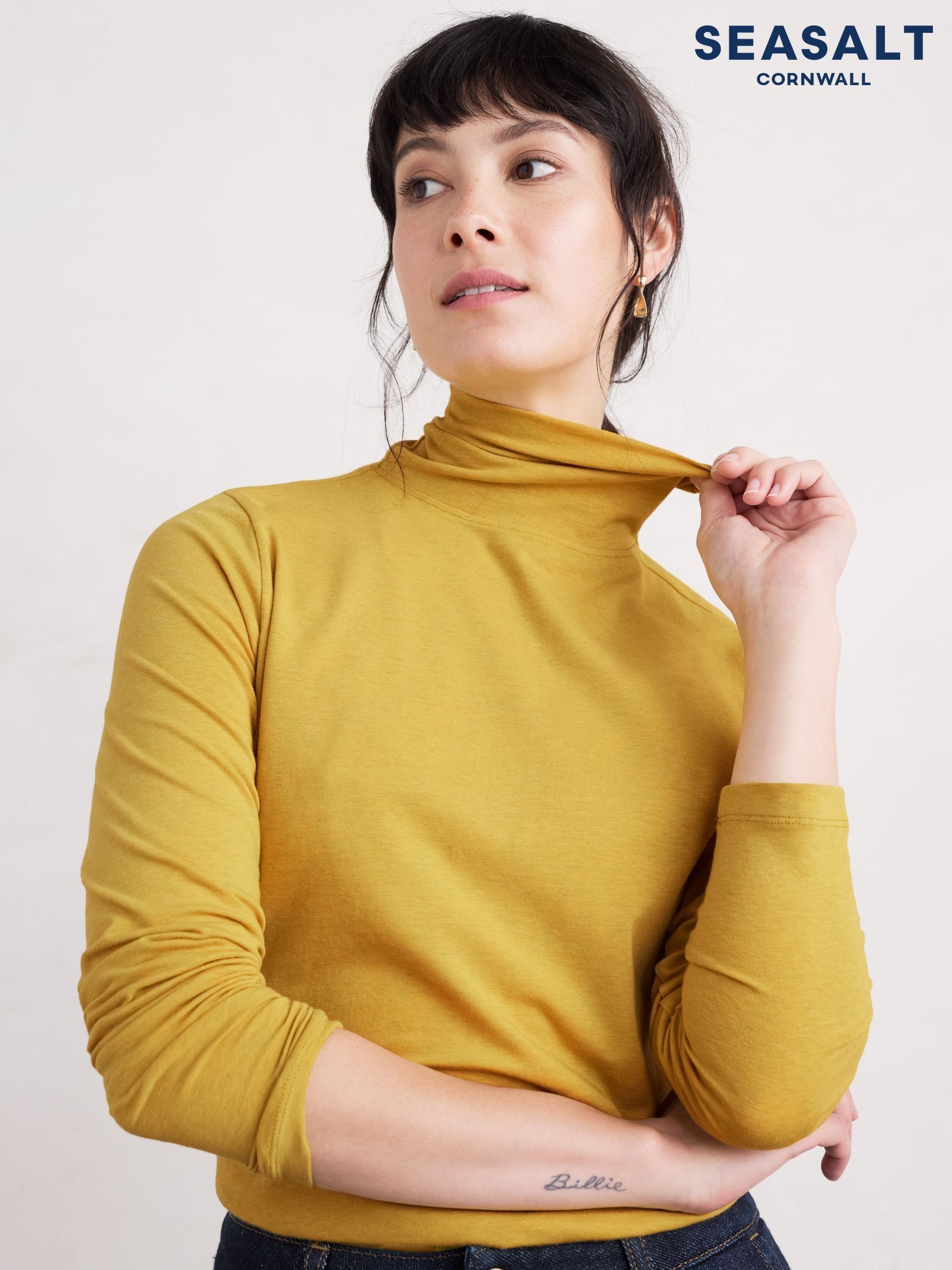 high neck yellow top