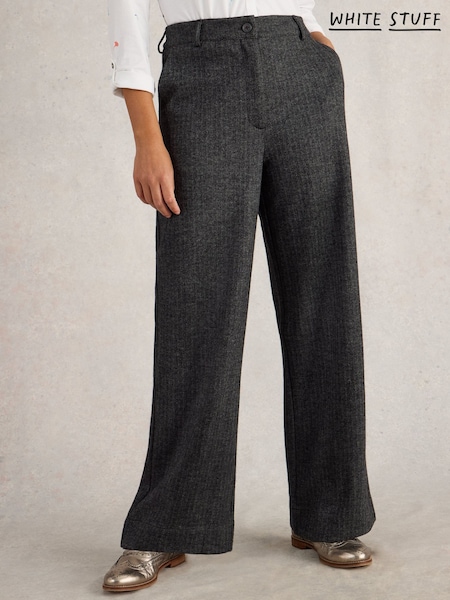 White Stuff Black Belle Tweedy Wide Leg Trousers (F25446) | €42