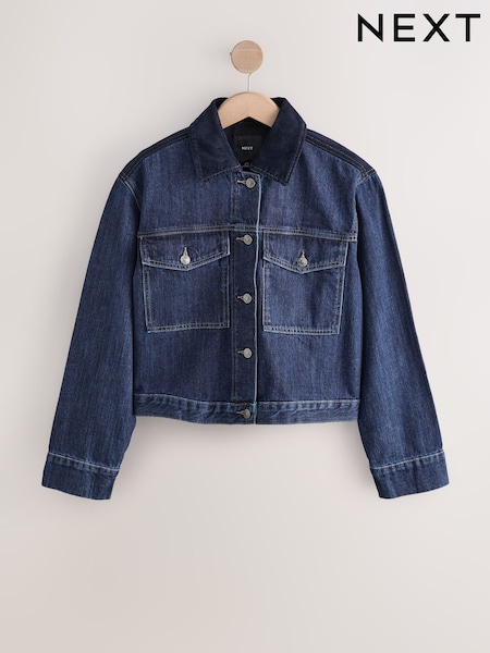 Dark Blue Cord Collar Denim Jacket (F25455) | €51.50