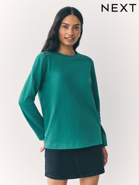 Verde - Long Sleeve Heavyweight Crew Neck T-Shirt (F25464) | R$ 165