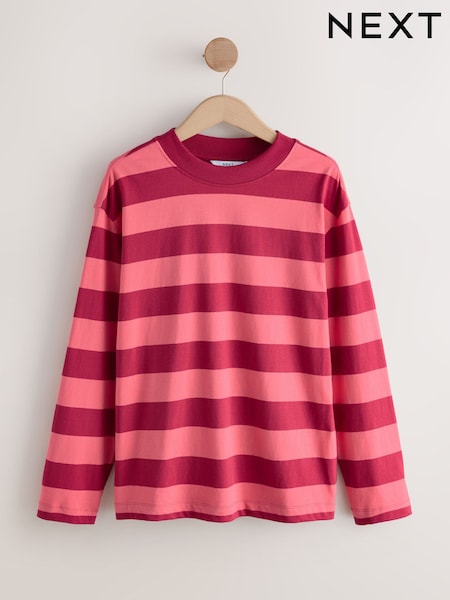 Red Stripe Long Sleeve Crewneck T-Shirt (F25467) | €21.50