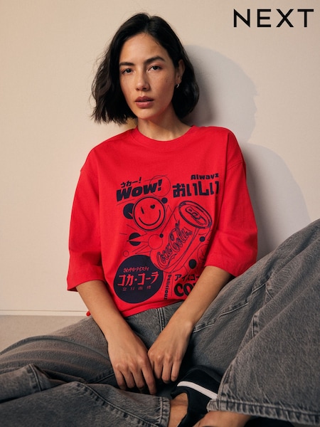 Red Coke Graphic Printed Short Sleeve T-Shirt (F25474) | €29