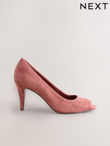 Rose Pink Forever Comfort® Premium Leather Peep Toe Heels (F25478) | €53
