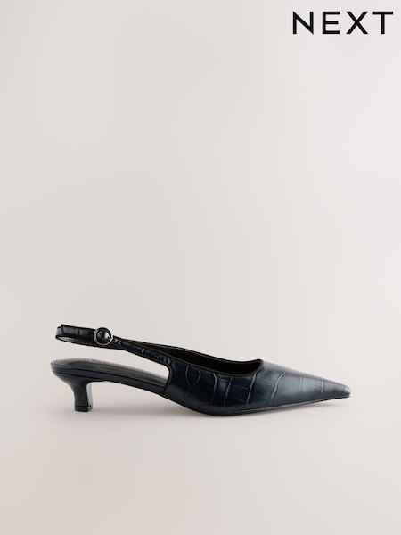 Azul marino - Forever Comfort® Point Toe Bajo Slingback Kitten Heels (F25495) | 45 €