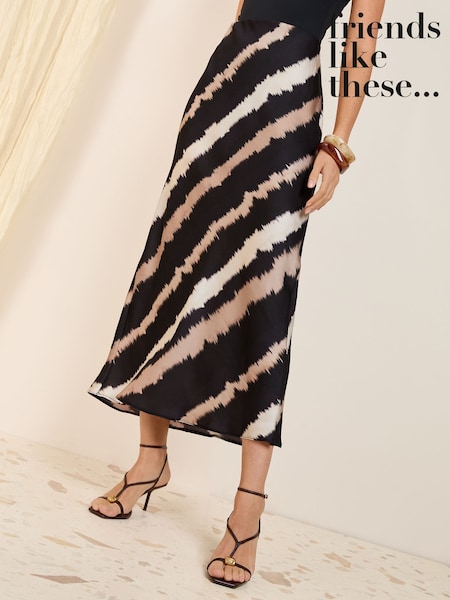 Friends Like These Black Ombre Ombre Satin Maxi Skirt (F25510) | €46
