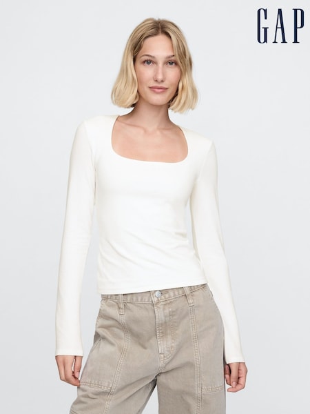 Blanco - Gap Square Neck Long Sleeve Top (F25517) | 28 €